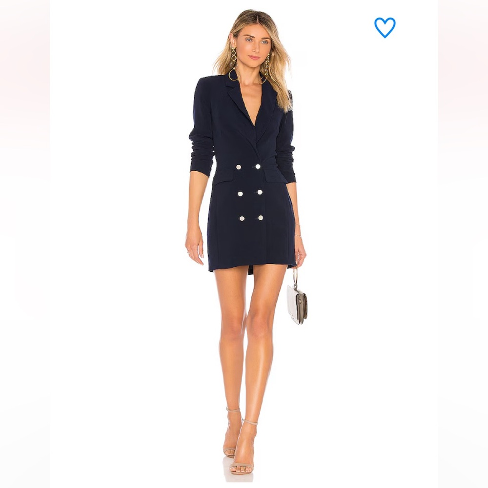 Superdown Navy Long Sleeve Blazer Dress